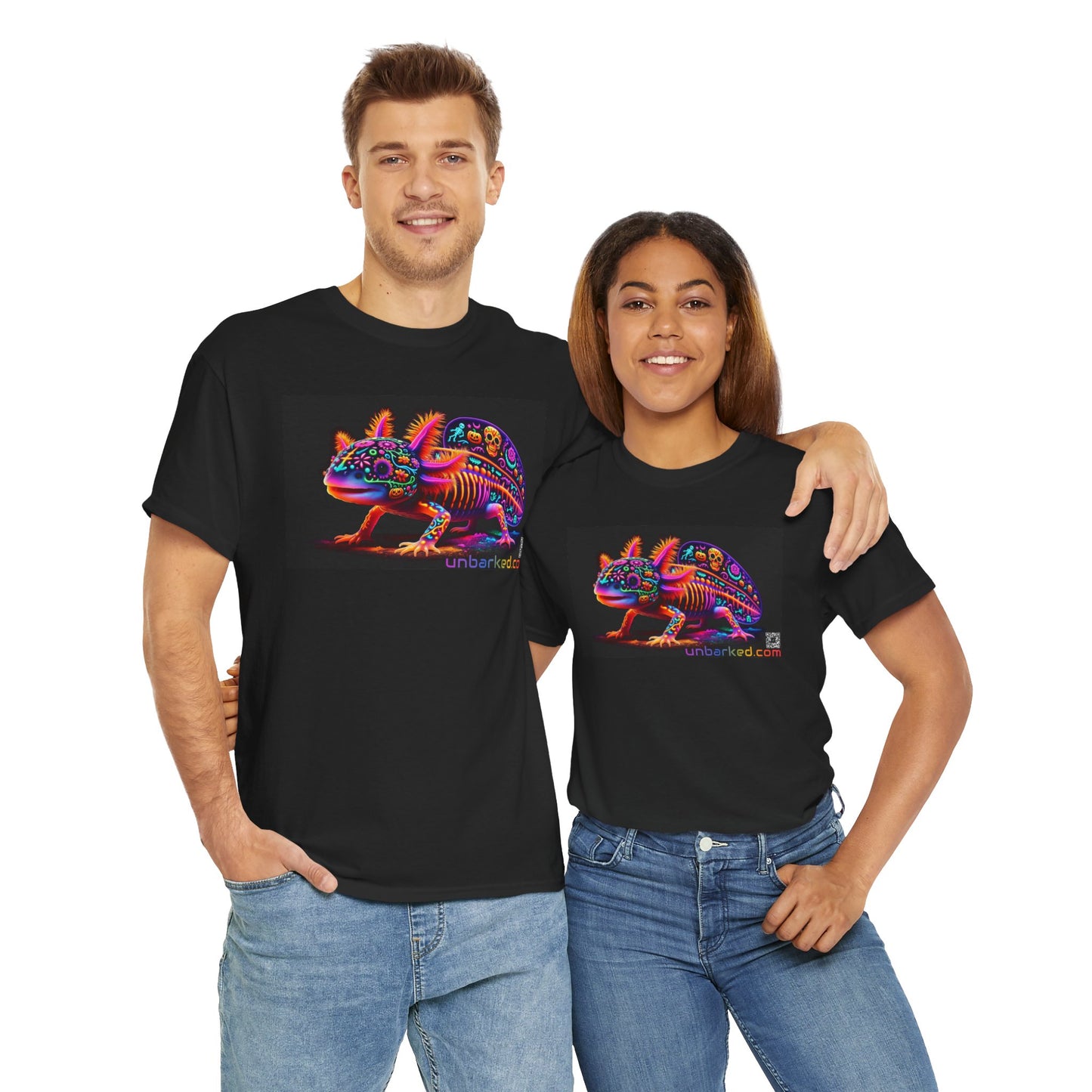 UNBARKED! Halloween Collection - Axolotl Vibrant Día de Muertos Tattoo Unisex Heavy Cotton Tee