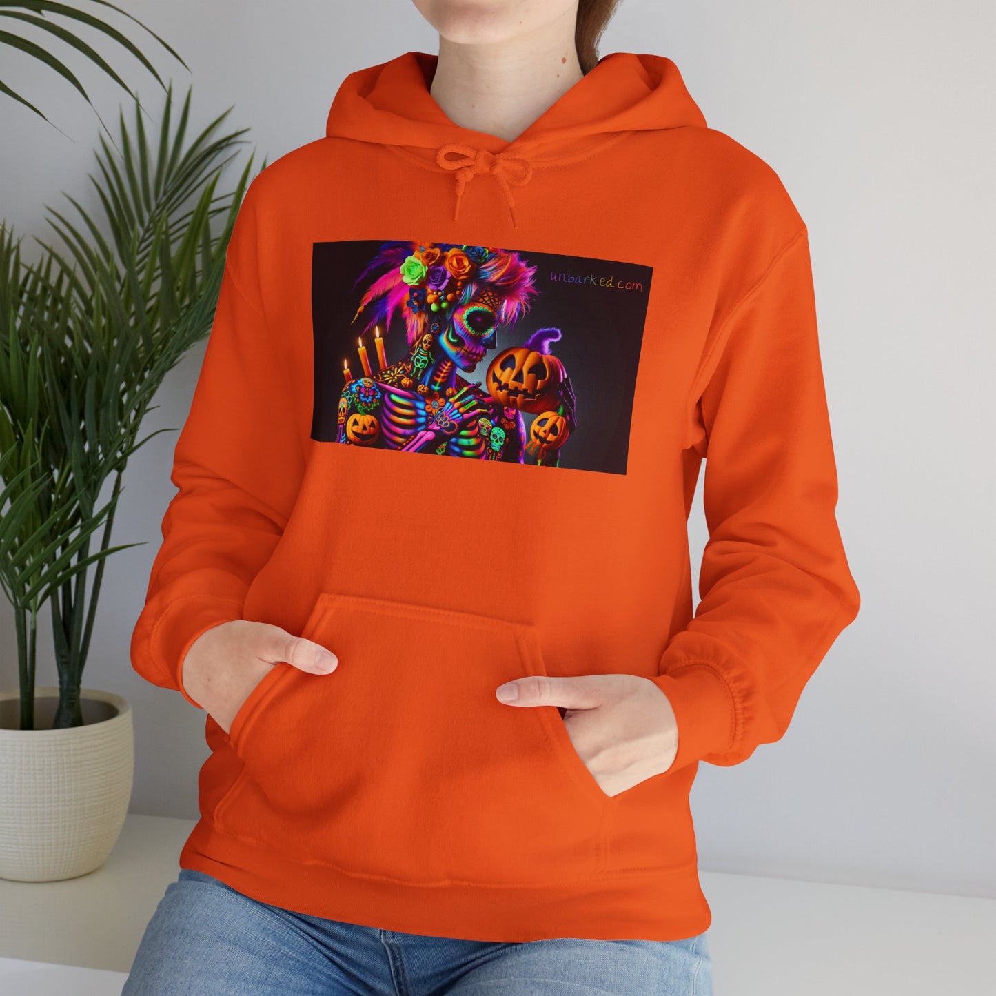 Hooded Sweatshirt UNBARKED! Halloween Collection - Sexy Vibrant Día de Muertos Tattoo Hoodie Unisex Heavy Blend™