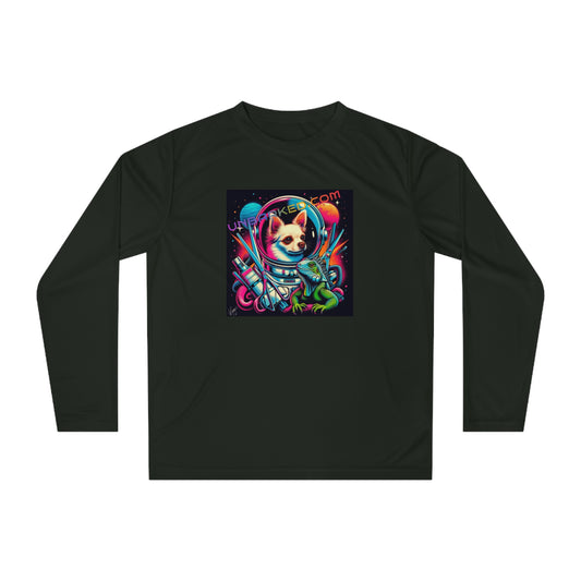 Long Sleeve Shirt Unisex Performance Polyester - Space Chihuahua Grooming, Boston Frenchie Terrier Reverse