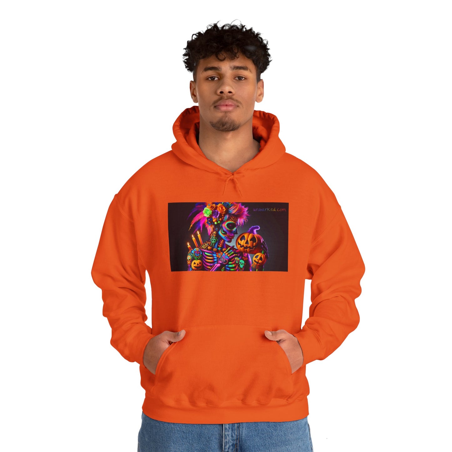 Hooded Sweatshirt UNBARKED! Halloween Collection - Sexy Vibrant Día de Muertos Tattoo Hoodie Unisex Heavy Blend™