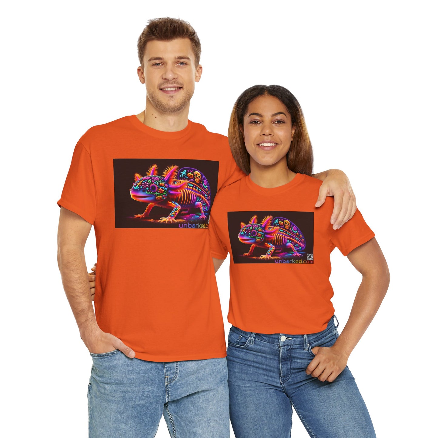 UNBARKED! Halloween Collection - Axolotl Vibrant Día de Muertos Tattoo Unisex Heavy Cotton Tee