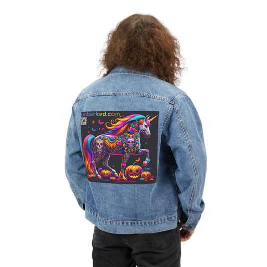 UNBARKED! Halloween Collection Unicorn Denim Jacket Throw Bak