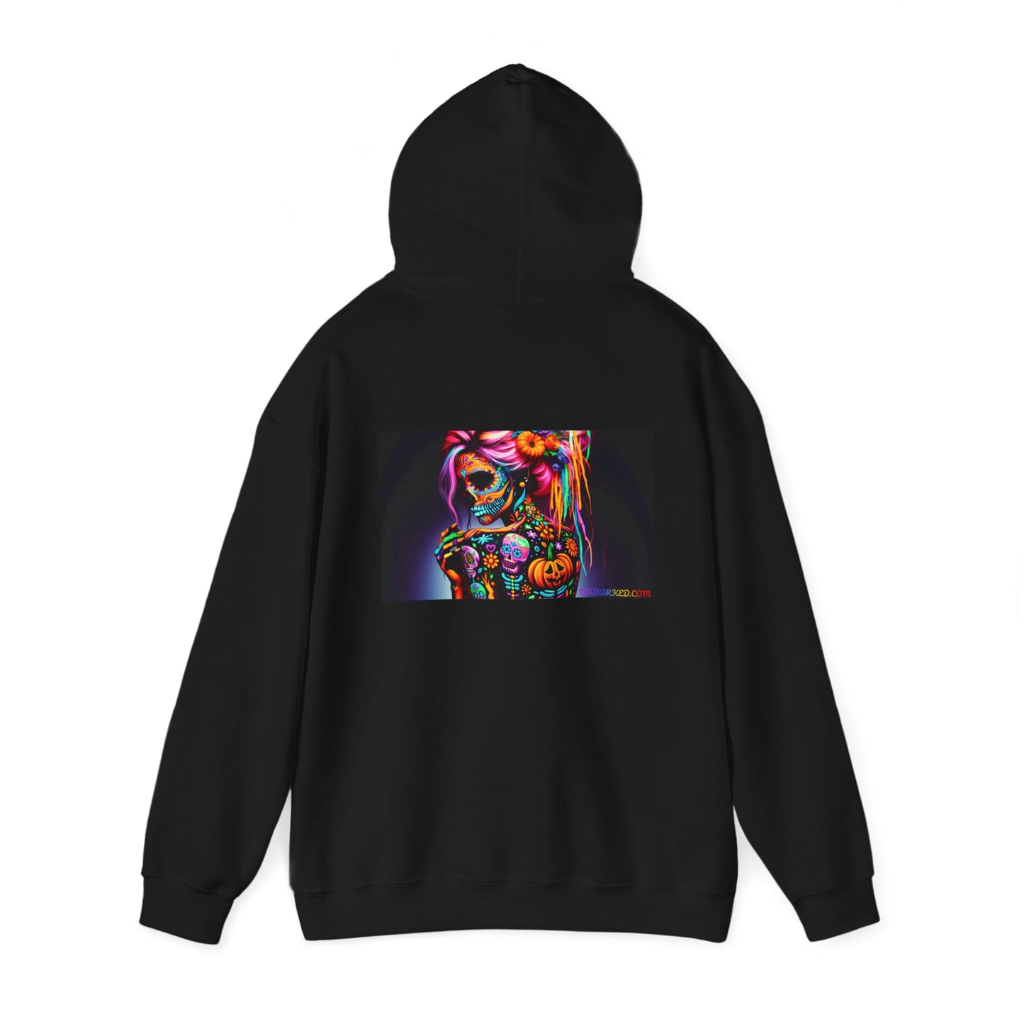 Hooded Sweatshirt UNBARKED! Halloween Collection - Sexy Vibrant Día de Muertos Tattoo Hoodie Unisex Heavy Blend™