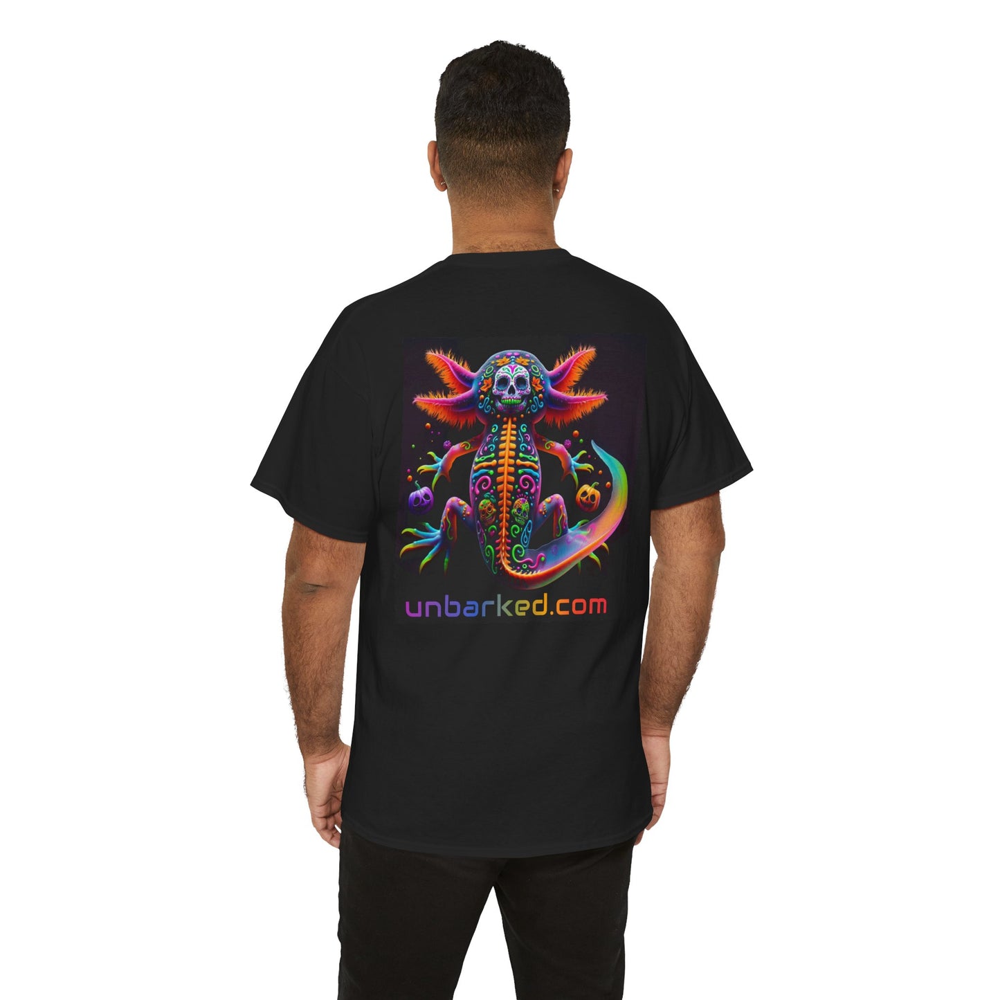 UNBARKED! Halloween Collection - Axolotl Vibrant Día de Muertos Tattoo Unisex Heavy Cotton Tee