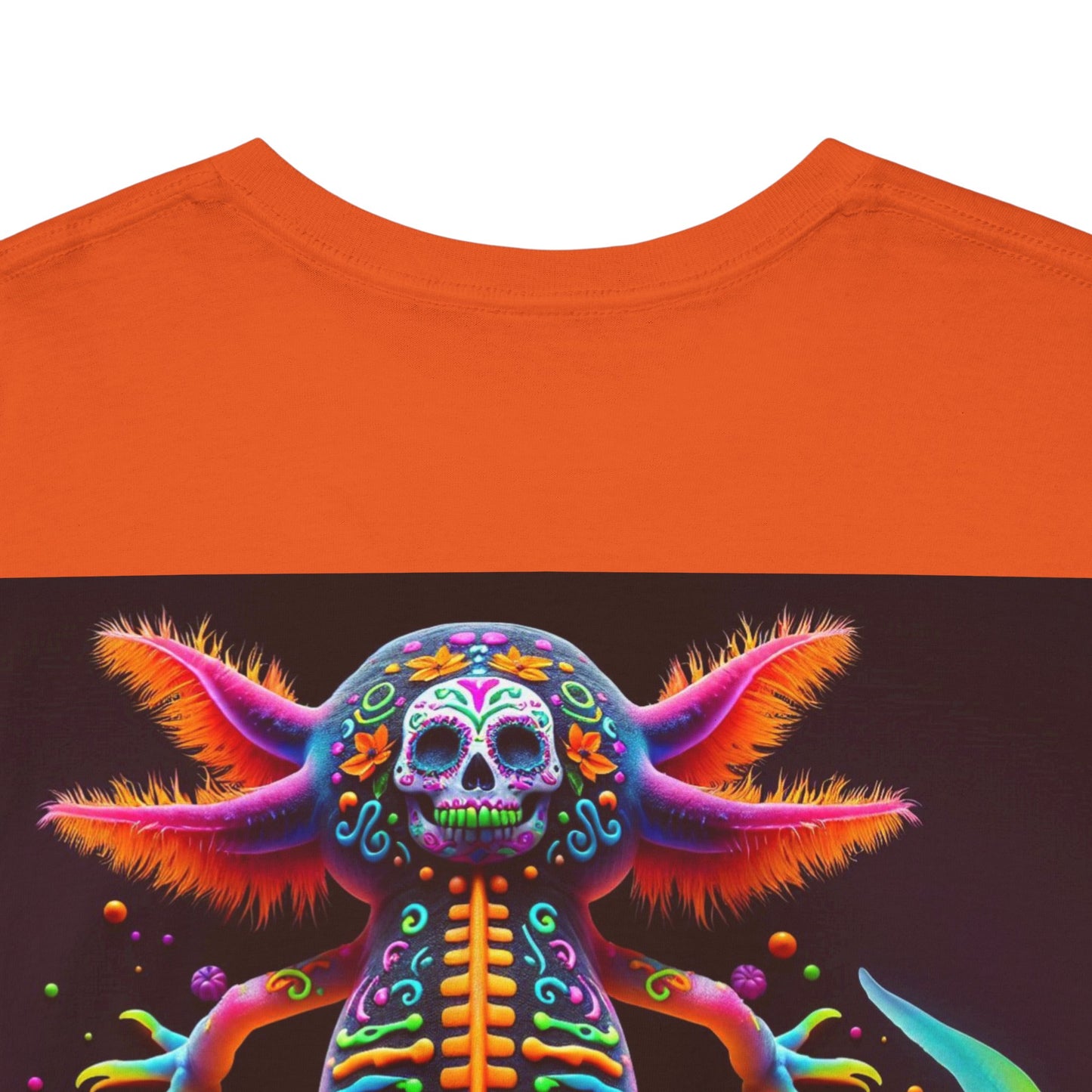 UNBARKED! Halloween Collection - Axolotl Vibrant Día de Muertos Tattoo Unisex Heavy Cotton Tee