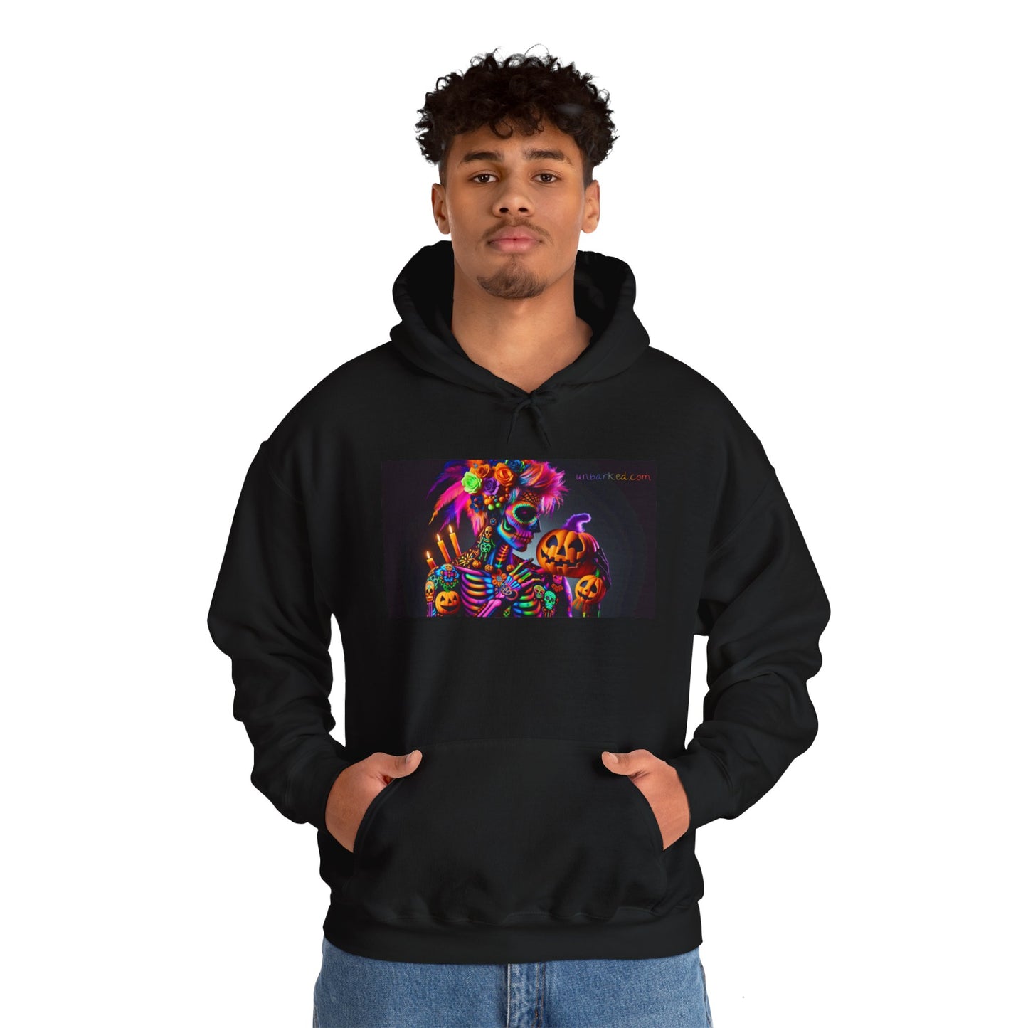 Hooded Sweatshirt UNBARKED! Halloween Collection - Sexy Vibrant Día de Muertos Tattoo Hoodie Unisex Heavy Blend™