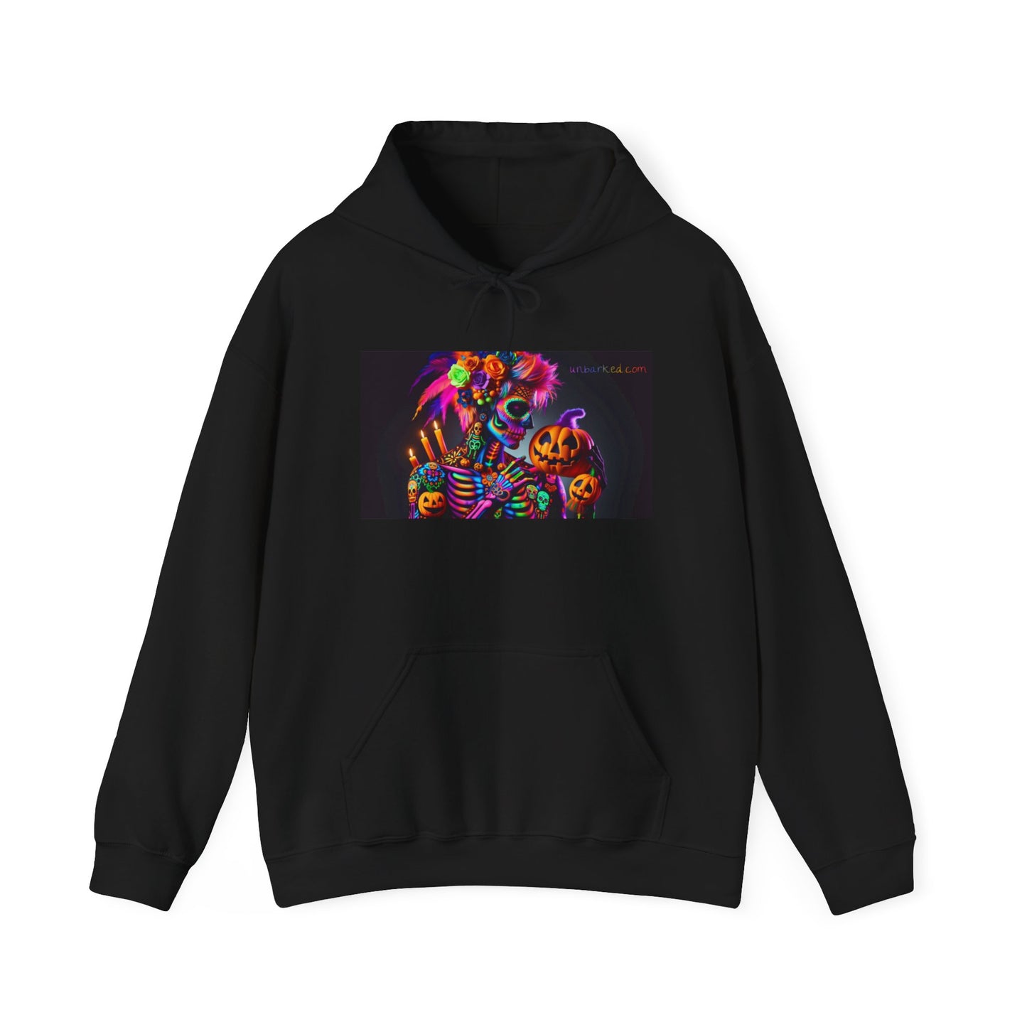 Hooded Sweatshirt UNBARKED! Halloween Collection - Sexy Vibrant Día de Muertos Tattoo Hoodie Unisex Heavy Blend™