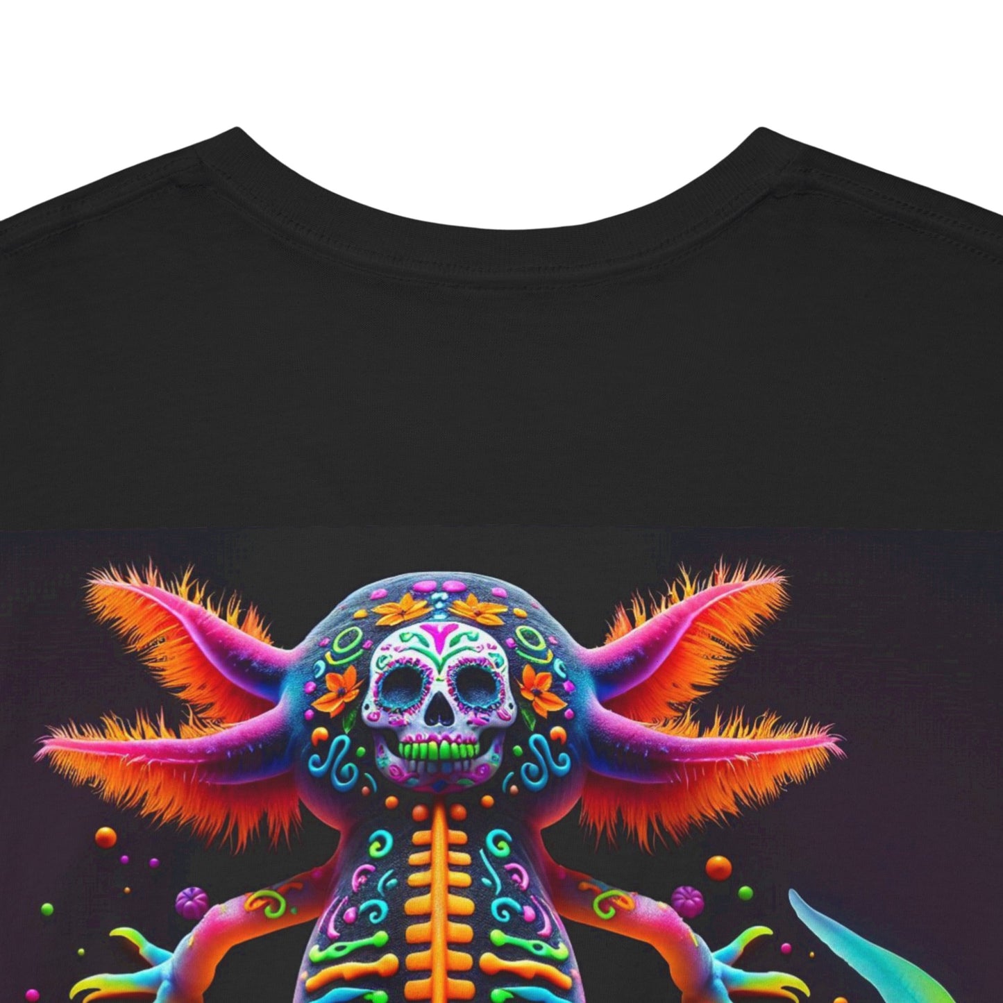 UNBARKED! Halloween Collection - Axolotl Vibrant Día de Muertos Tattoo Unisex Heavy Cotton Tee