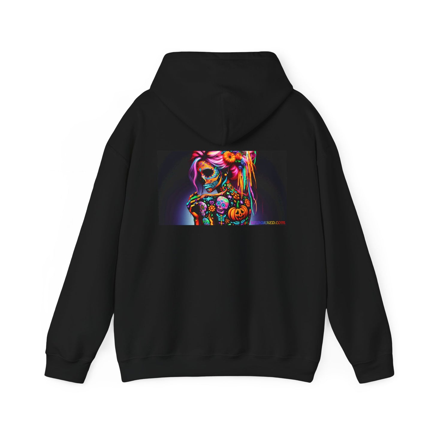 Hooded Sweatshirt UNBARKED! Halloween Collection - Sexy Vibrant Día de Muertos Tattoo Hoodie Unisex Heavy Blend™