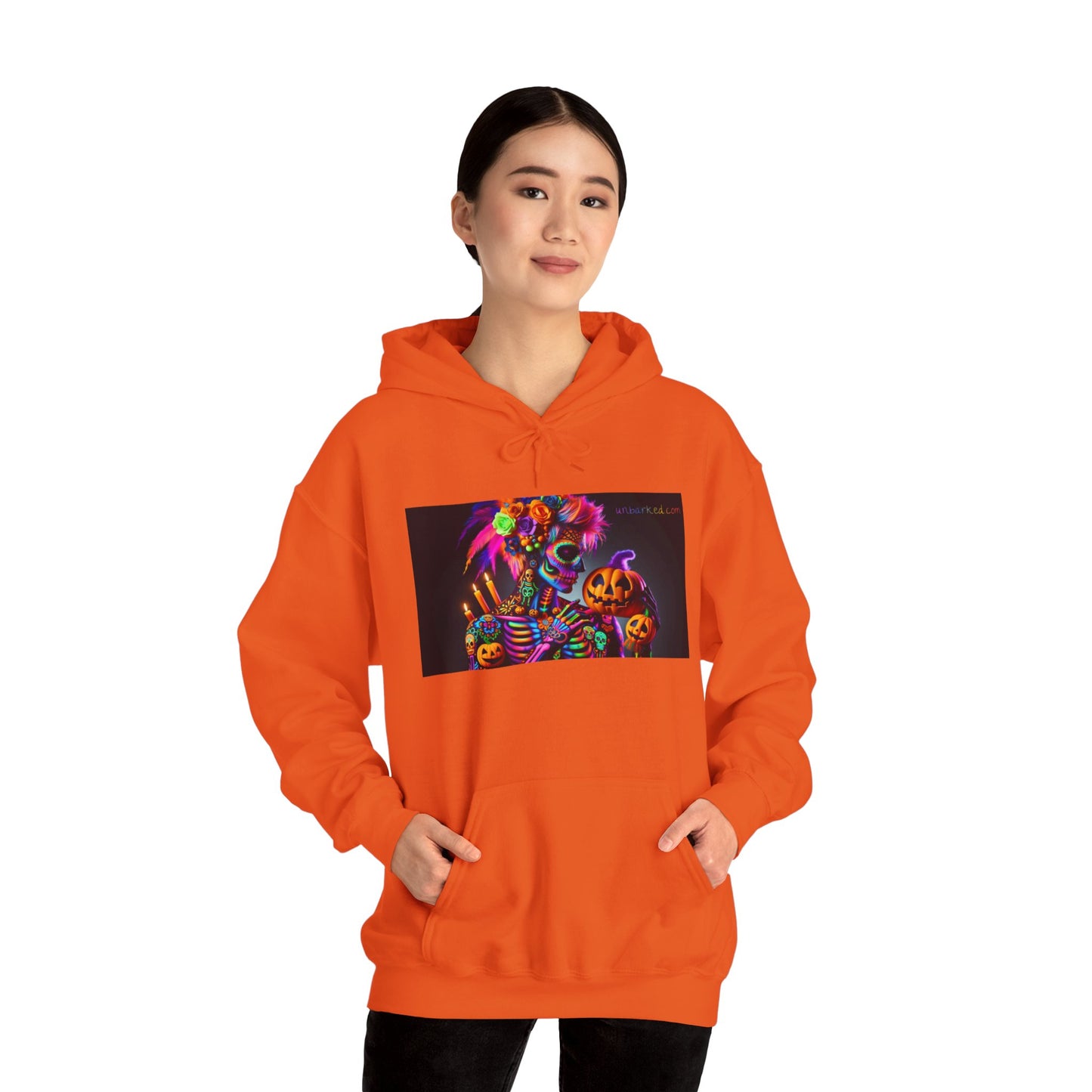 Hooded Sweatshirt UNBARKED! Halloween Collection - Sexy Vibrant Día de Muertos Tattoo Hoodie Unisex Heavy Blend™