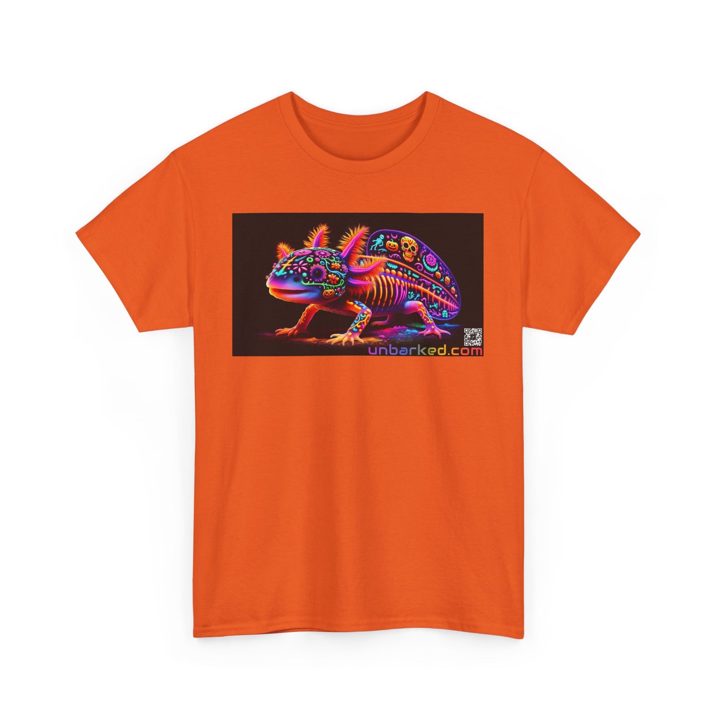 UNBARKED! Halloween Collection - Axolotl Vibrant Día de Muertos Tattoo Unisex Heavy Cotton Tee