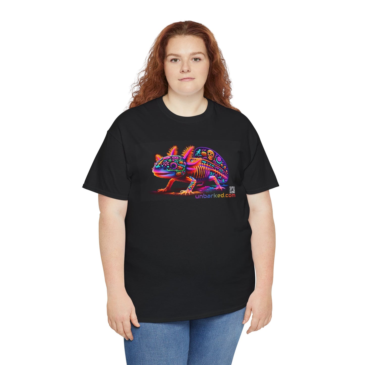 UNBARKED! Halloween Collection - Axolotl Vibrant Día de Muertos Tattoo Unisex Heavy Cotton Tee