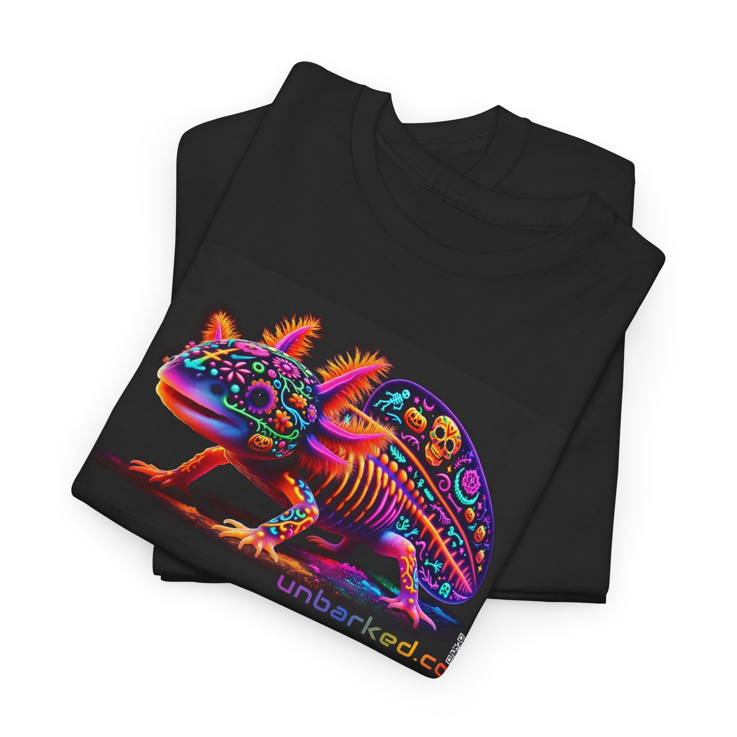 UNBARKED! Halloween Collection - Axolotl Vibrant Día de Muertos Tattoo Unisex Heavy Cotton Tee