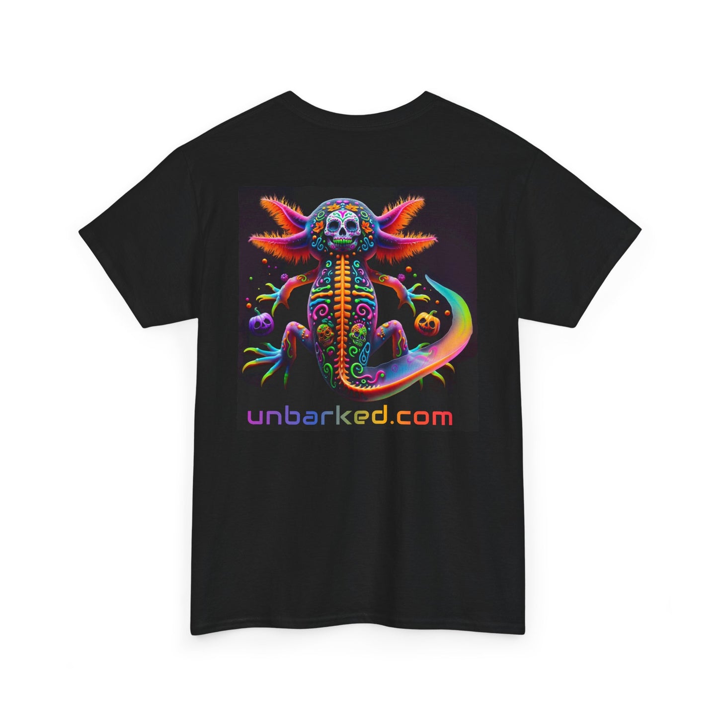 UNBARKED! Halloween Collection - Axolotl Vibrant Día de Muertos Tattoo Unisex Heavy Cotton Tee