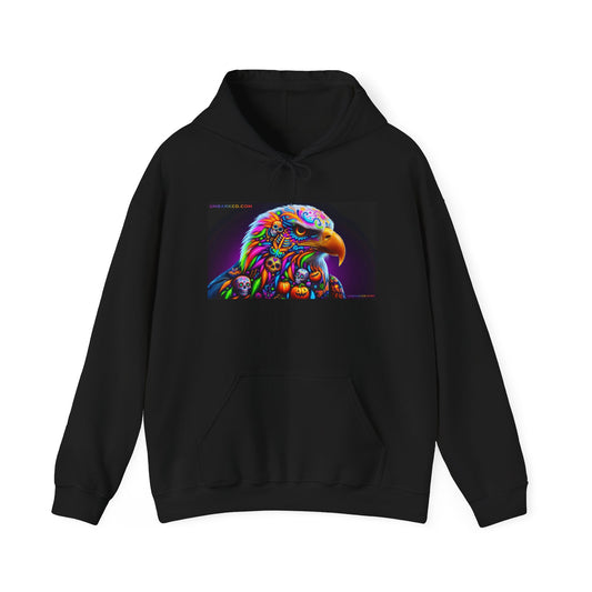 Hooded Sweatshirt UNBARKED! Halloween Collection - Bald Eagle Vibrant Día de Muertos Tattoo Hoodie Unisex Heavy Blend™