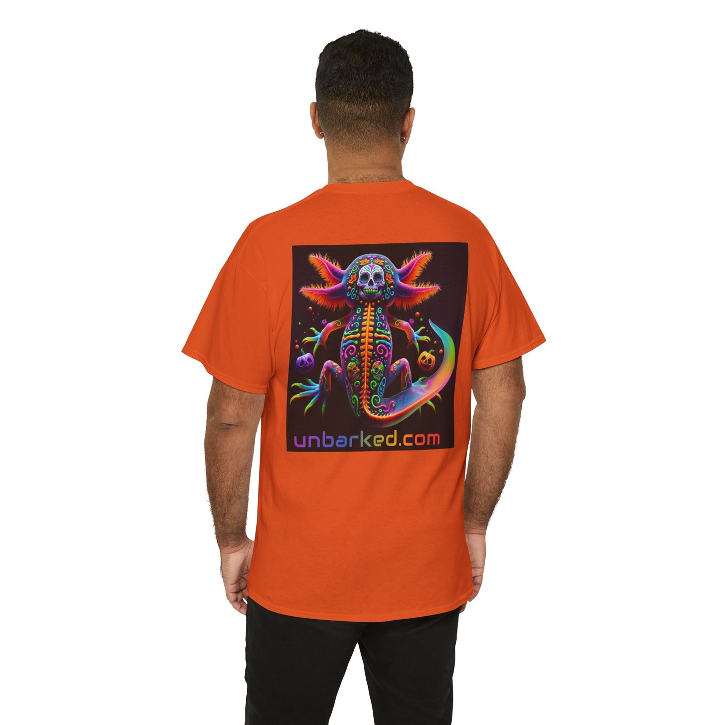 UNBARKED! Halloween Collection - Axolotl Vibrant Día de Muertos Tattoo Unisex Heavy Cotton Tee